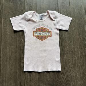 Vintage Harley-Davidson Oneita Shirt Baby Girls 24M Pink Worth The Wait Graphic